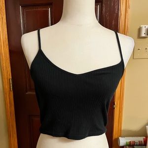 Topshop black ribbed crop top sz US 4